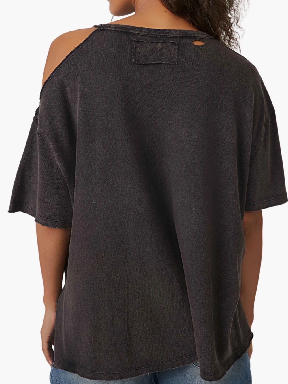 We The Free Black Cold-Shoulder Short Sleeve Tee - Picture 5 of 10